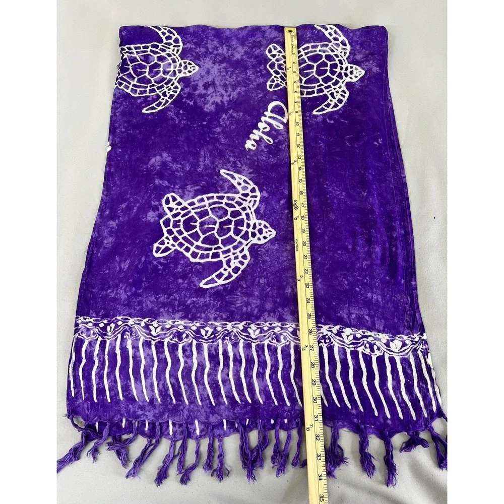 Vintage Made In Hawaii Scarf‎ Turtles Print Purple 68